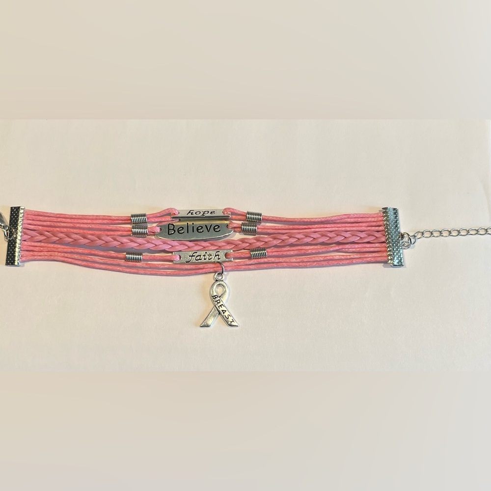 Breast cancer survivor/ hope, believe, faith bracelet charm - Picture 4 of 7